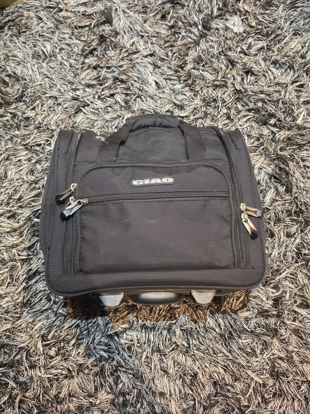 Black Rolling Travel Tote with Telescopic Handle